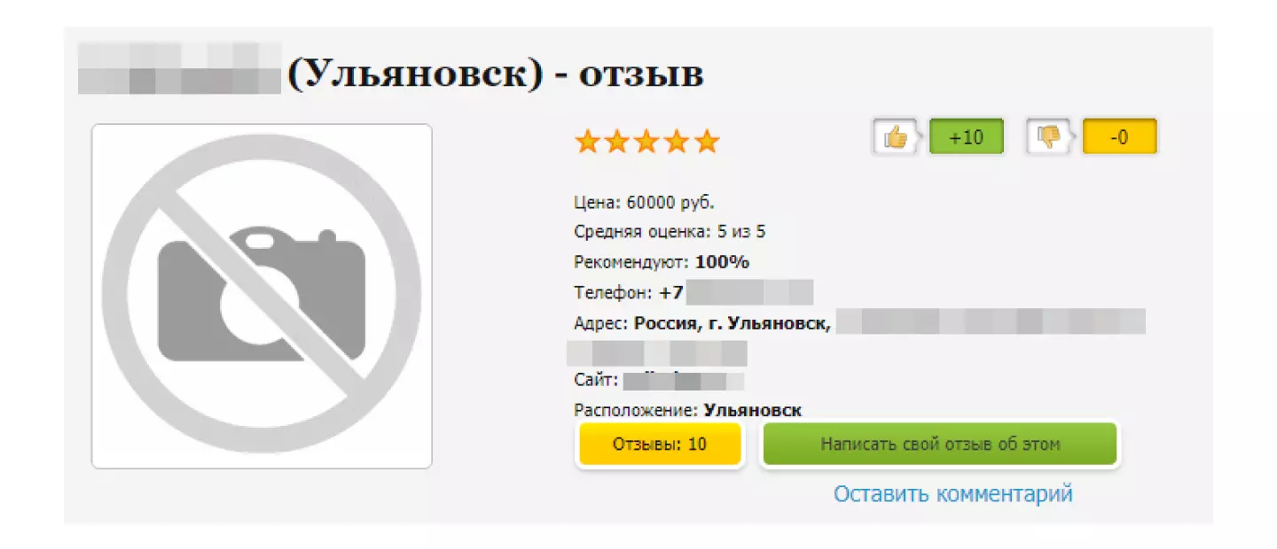 Пример карточки после работы с репутацией